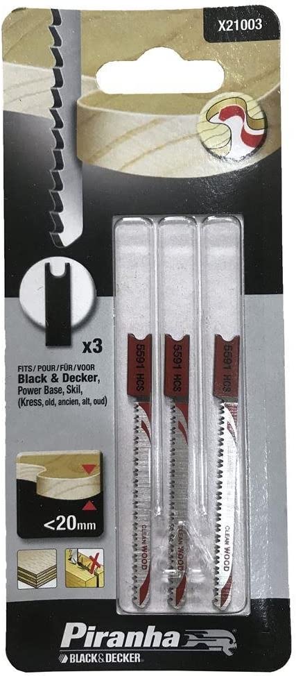 Black&Decker X21003 3 Parça U Tipi Ahşap Dekupaj Bıçak Seti